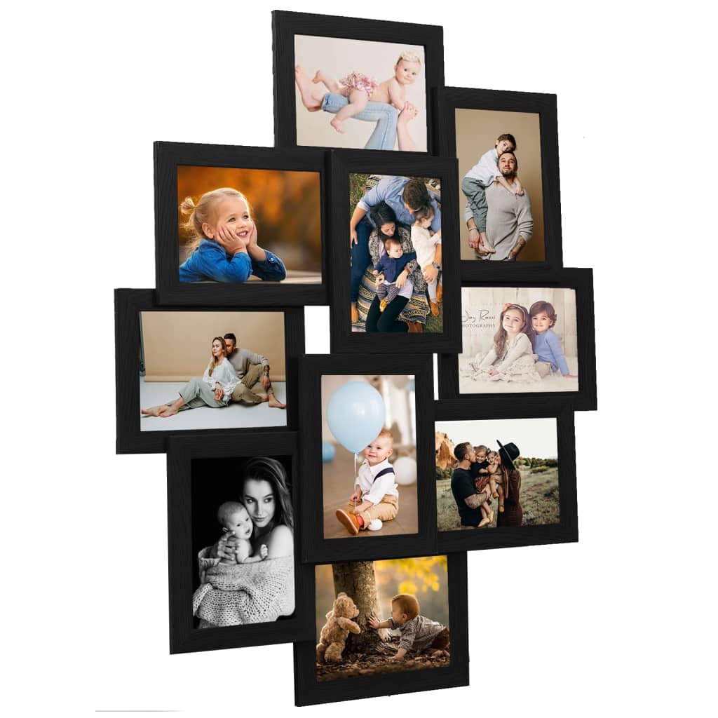Collage Photo Frame for 10x(13x18 cm) Picture Black MDF